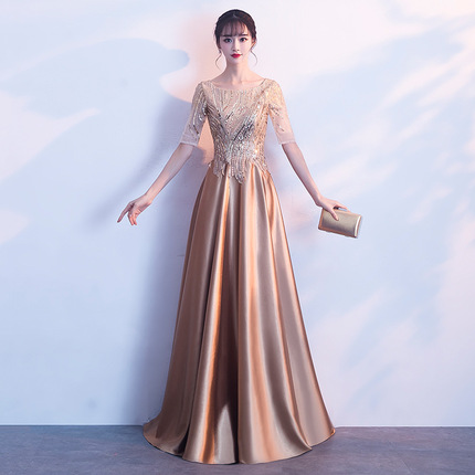 Spring golden long dress