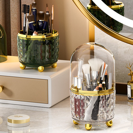 Cosmetic rotating storage box, dustproof brush, storage system, table dressing table, pens holder, lipstick, face blush