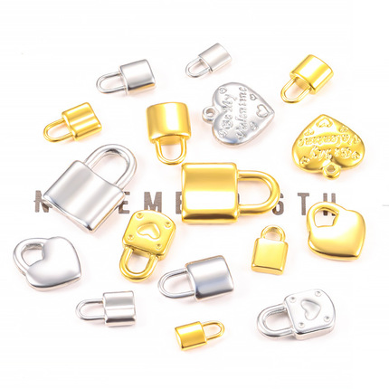 Lock stainless steel, pendant, accessory, accessories, fashionable necklace and bracelet for beloved heart-shaped, handmade