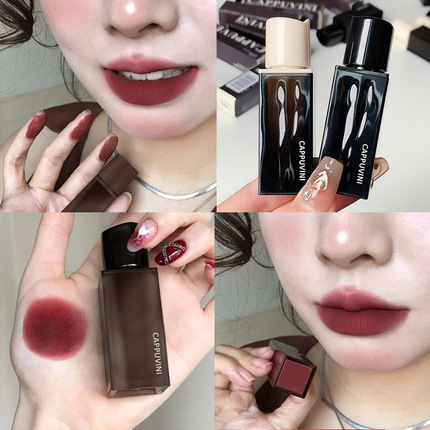 Cappuvini water wave amber glaze velvet mirror matte matte lasting not easy to dip the cup white student lipstick