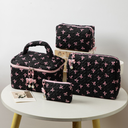 Capacious cosmetic bag with bow, handheld small clutch bag, cosmetic shoulder bag, lipstick, organizer bag, new collection